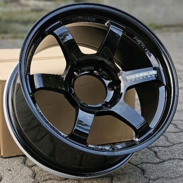 Velg Mobil TE37 Progressive Auto Speed R18 Lebar 9 ET 0 Flow Forming Black Glossy Pajero Hilux Fortu