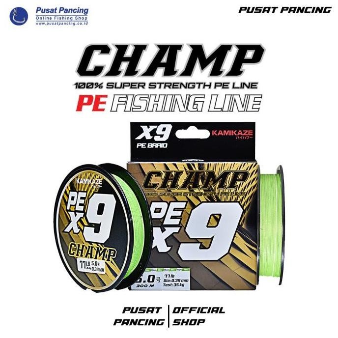 Senar Pancing PE KAMIKAZE CHAMP X9 300meter Flame Green - PE 1.5 - 4.0