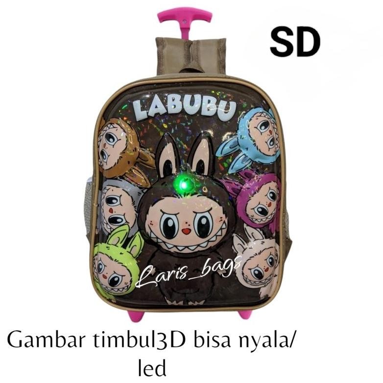 Miliki Tas sekolah anak perempuan/Tas troli BTS LED SD/Tas dorong anak/Tas bahu anak/Tas anak troli/