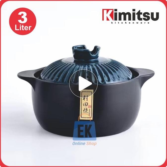 Panci Keramik Tahan Api 3 Liter KIMITSU Q8806-9 | Panci Casseroles | Panci Obat | Panci Sapo | Panci