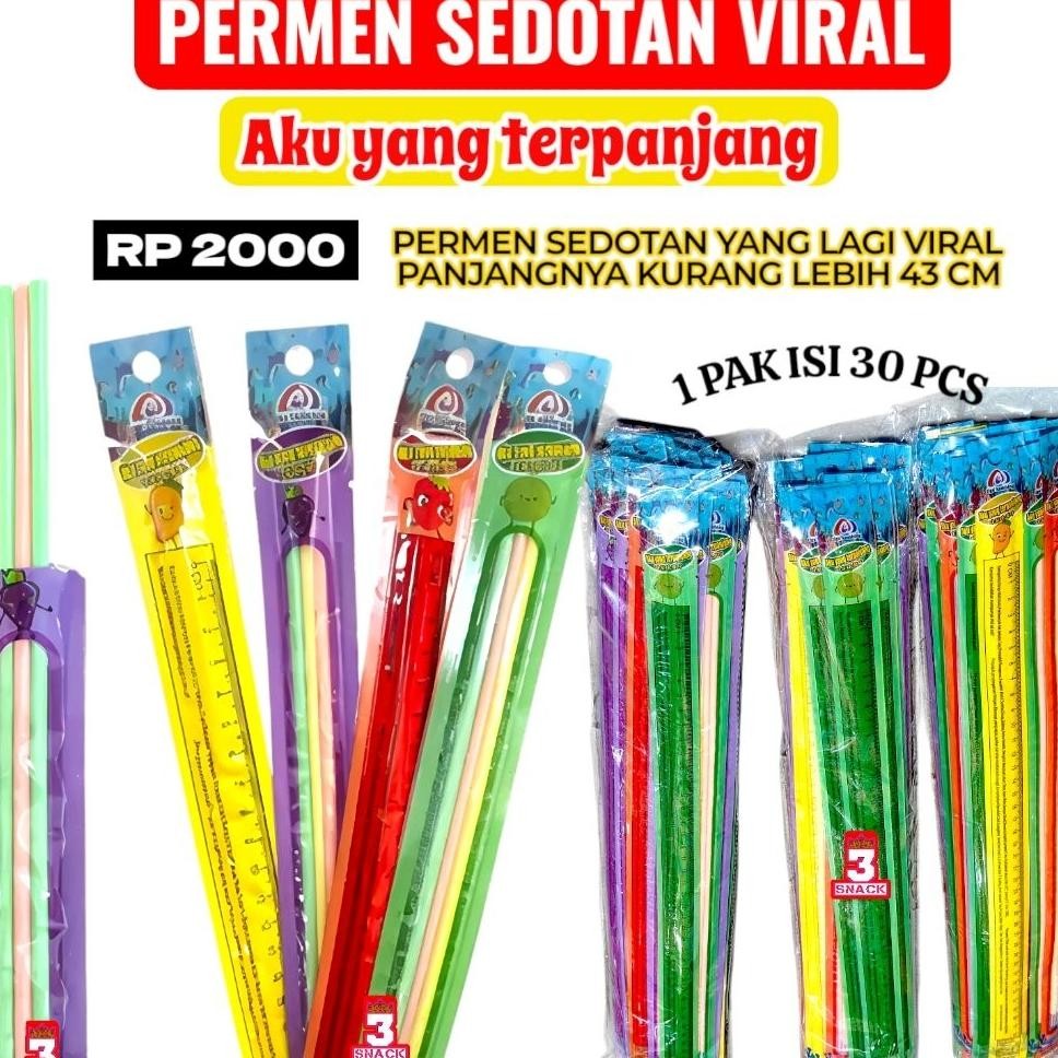 Permen Viral Permen Sedotan Stik Aku Yang Teanjang Isi 30 Pcs