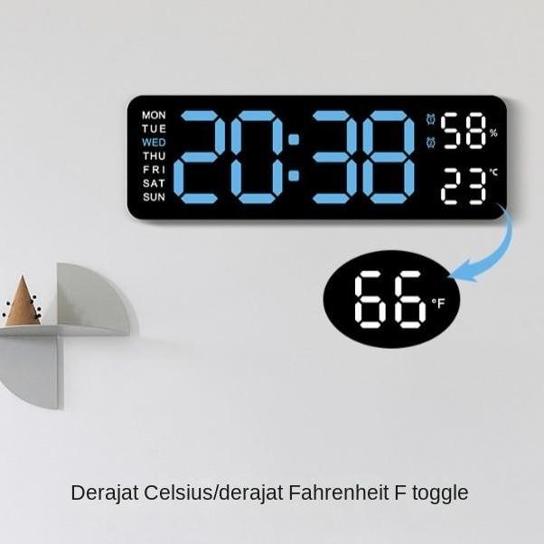 Jam Digital Sederhana Multifungsi Jam Dinding atau Meja Bentuk Persegi Panjang dengan Tampilan Besar
