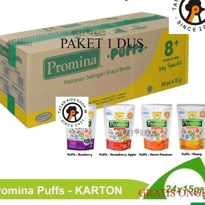Promina Puffs 1 Dus Karton Puff Biskuit Sereal Makanan Cemilan Bayi 8 Bulan