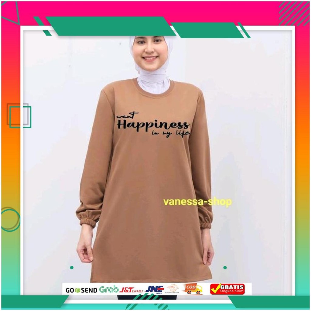 Kaos Tunik Wanita Lengan Panjang Tunik Wanita Dewasa Motif Terbaru Busana Muslim Grab