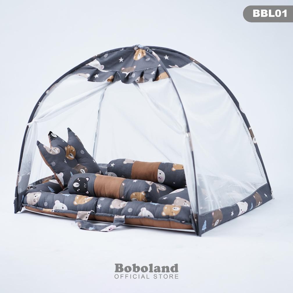 BOBOLAND Kasur Bayi Kelambu Premium Set Lengkap Bantal Guling Kelambu Bayi