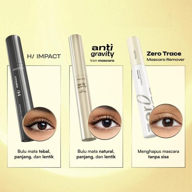 Wardah Mascara Hi Impact Volumizer | AntiGravity Iron | Zero Trace Mascara Remover KAR