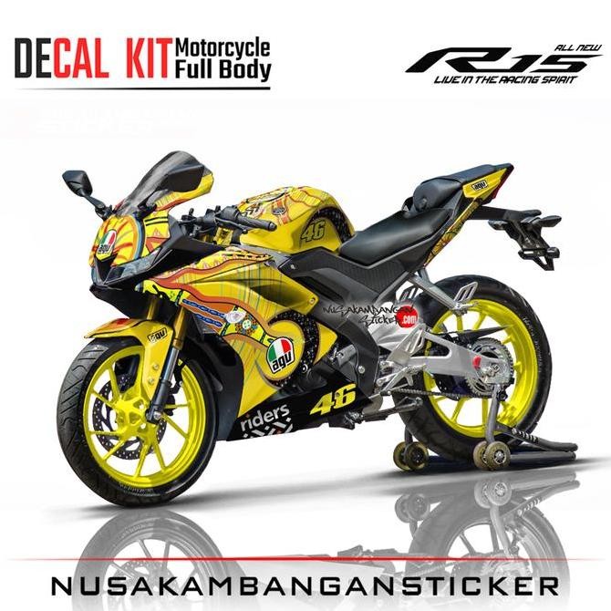 Stiker R15 V3 VVA 155 - Continent kuning Motorcycle Original
