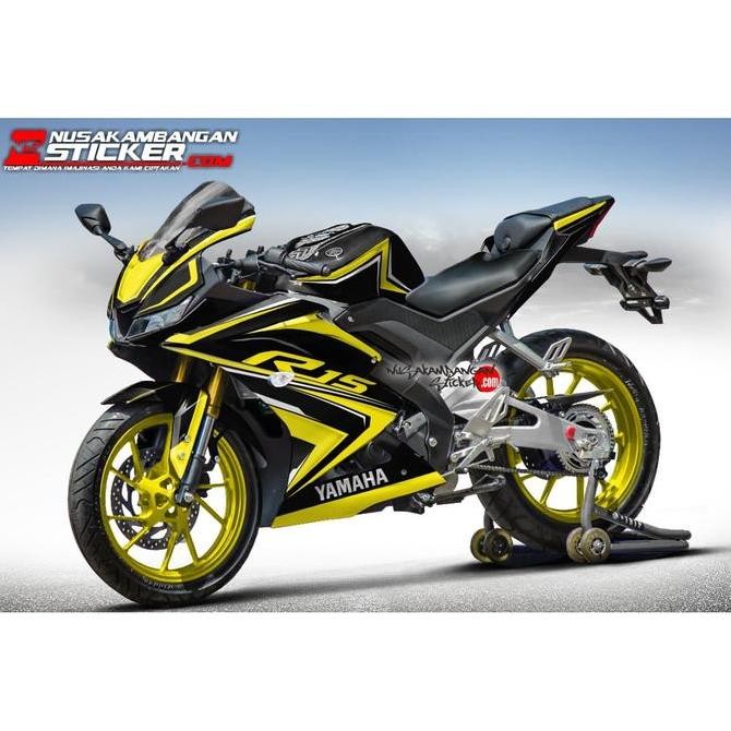 Decal Stiker Yamaha R15 V3 VVA 155 Hitam Kuning Sticker Full Body Motorcycle Original