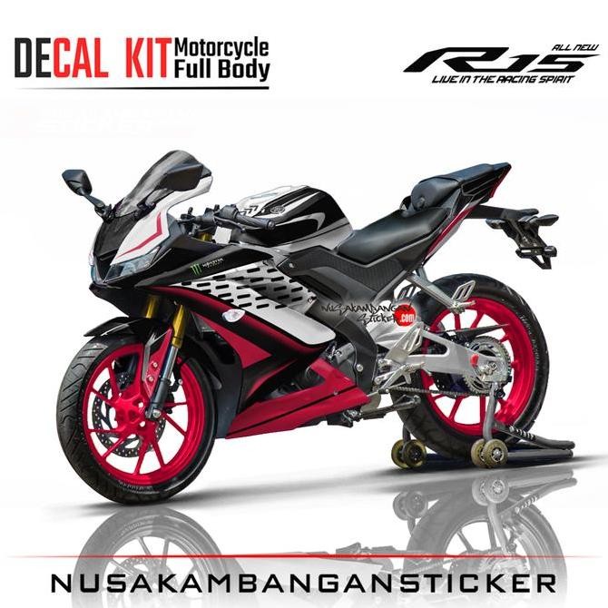 Stiker R15 V3 VVA 155 - hitam putih racing Motorcycle Original