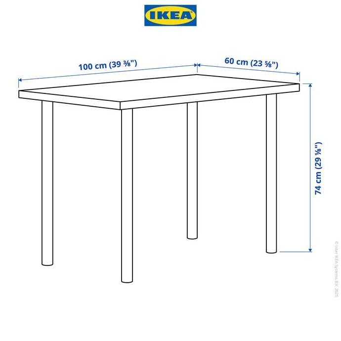 TL IKEA LINNMON/ADILS Meja Minimalis Berkualitas Putih/Hitam 100x60 cm