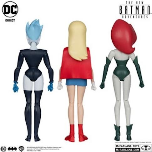 PROMO  MCFARLANE TOYS THE NEW BATMAN ADVENTURES POISON IVY LIVE WIRE SUPERGIRL NIGHT OUT 3PK GOLD