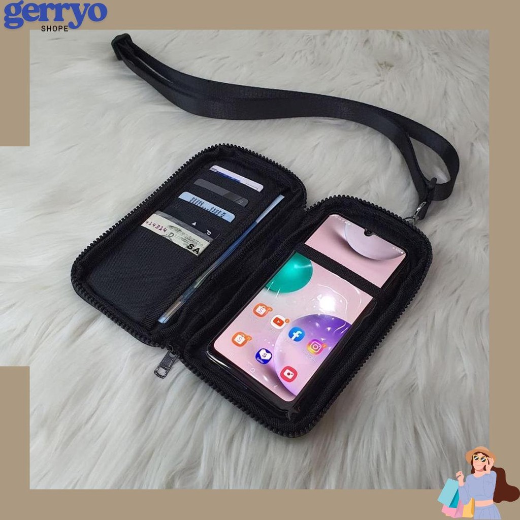 GradeOri Tas Dompet Hanging Wallet Gantung Leher HP Kartu Koin Uang Paspor Selempang Pria Wanita Ser