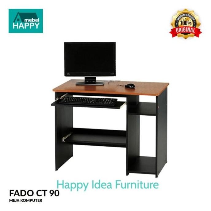 TERLARIS - Happy Idea - Meja Komputer Kerja / Meja Belajar Motif Kayu FADO CT 90