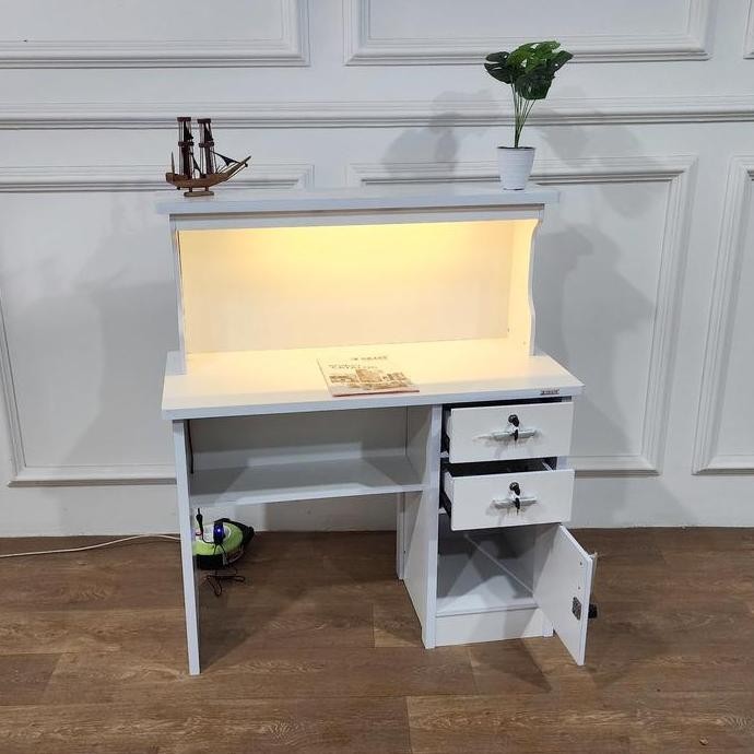 TERMURAH - MEJA KASIR PAKAI LAMPU TOKO MEJA SALON MURAH ESTETIK MEJA PENYIMPANAN UANG MEJA RESEPSION