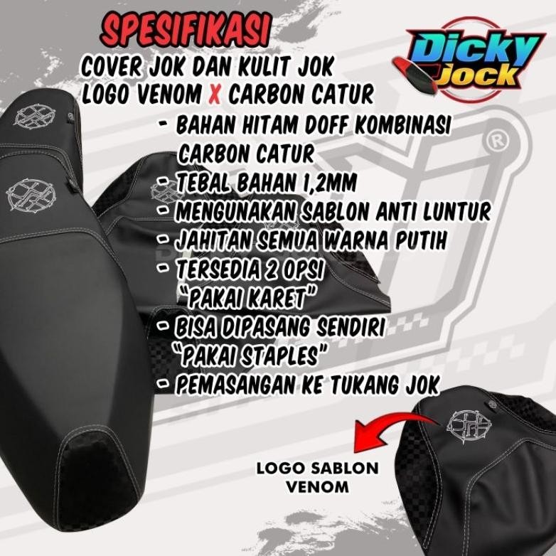 Terbaik Kulit Jok Motor Cover Jok Motor Logo VENOM X CARBON CATUR 3D Bahan Tebal Motor Beat,Vario,Nm