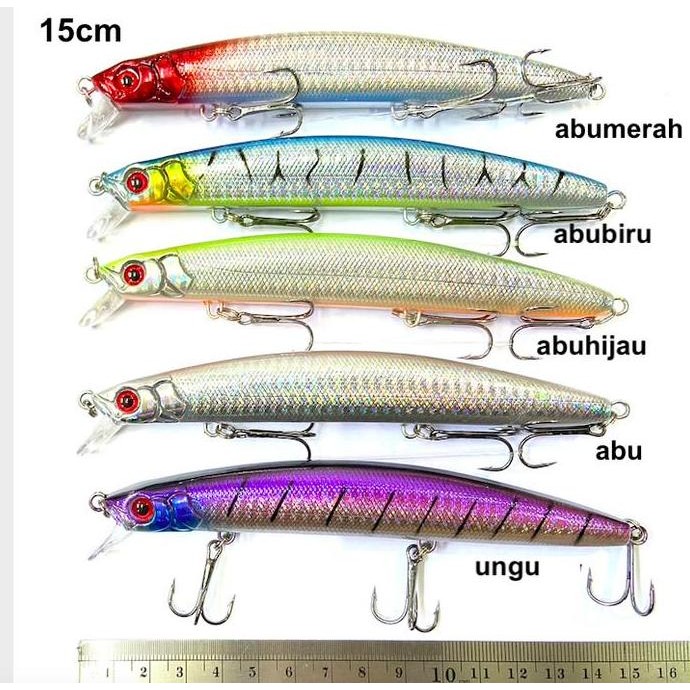UMPAN IKAN CASTING MINNOW BESAR UKURAN 15 CM DAN BERAT 28 GRAM COCOK UNUTK LAUT DAN IKAN BESAR