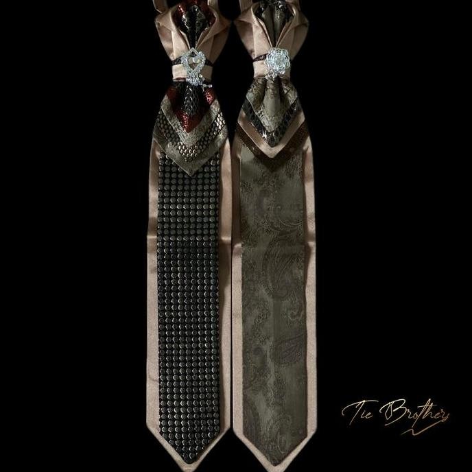 Cravat tie dasi pengantin wedding pria panjang rose gold champagne