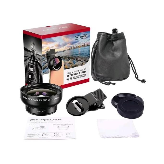 Original Lensa HP Apexel Superwide dan Macro Lensa Wide 0.45x Lensa Super Macro 12.5x Model Penjepit