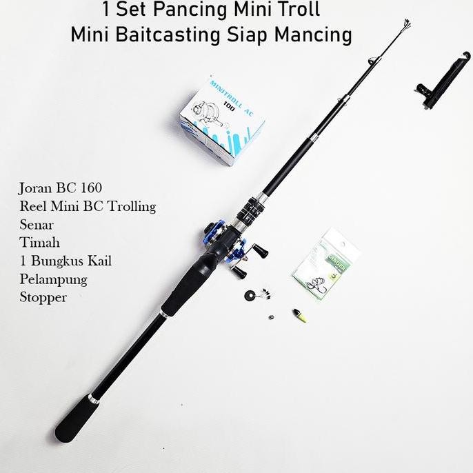 1 Set Alat Pancing Mini Trolling Baitcasting 8-16 Lbs