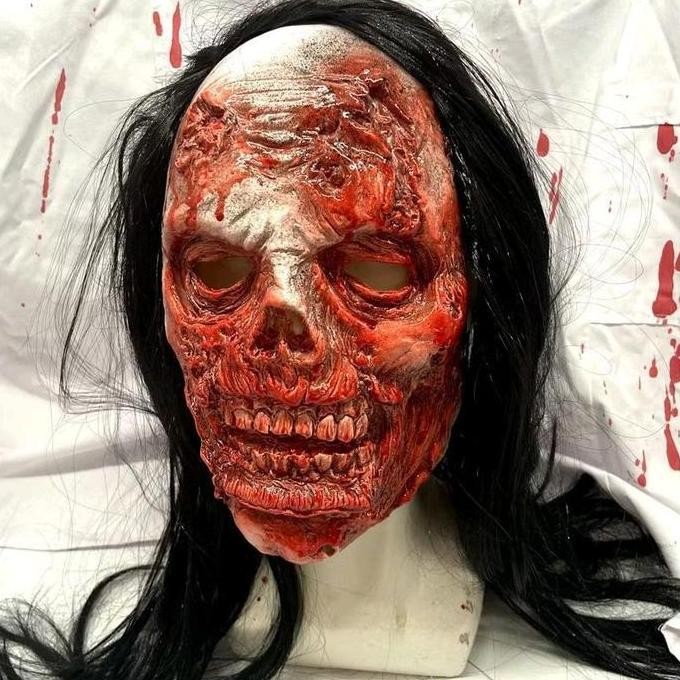 topeng seram topeng setan muka hancur muka merah seram Mainan prank Latex