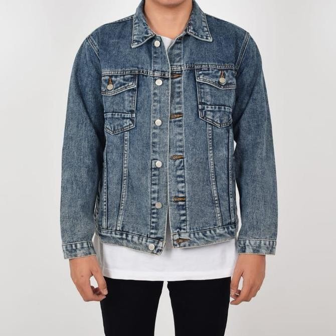 Weird Jeans - Jacket Mid Blue - Jacket Denim Pria Slim Fit Polos