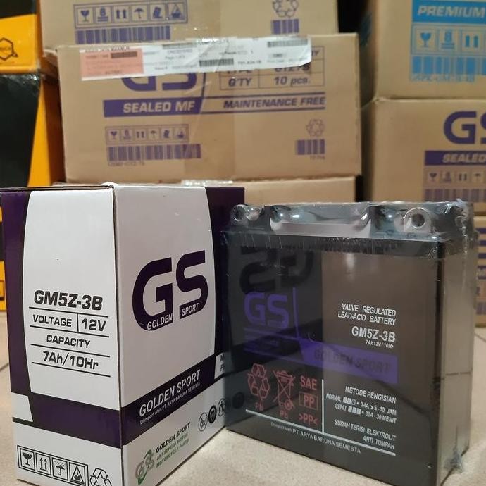 Aki Motor Crypton, Vega R, Jupiter Z, Smash 12V-7Ah Gm5Z-3B Aki Kering