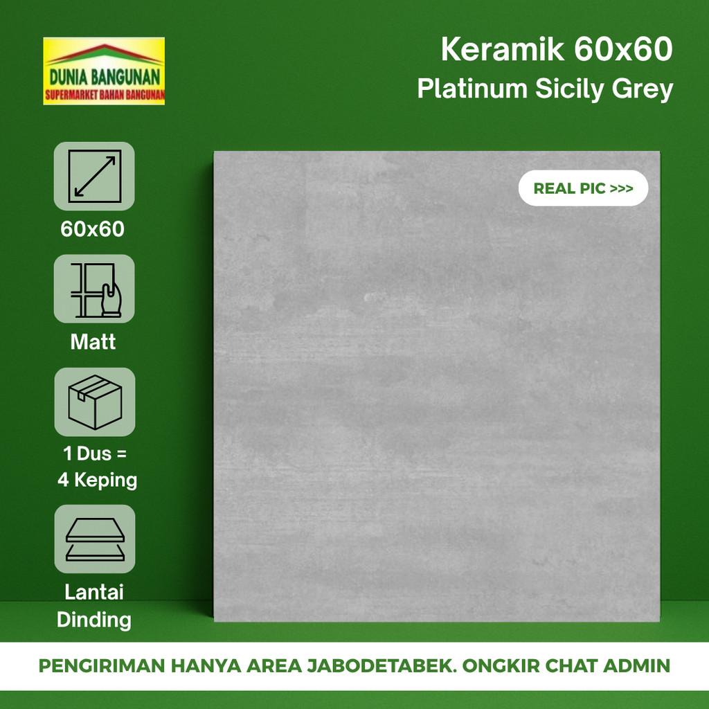 Keramik Lantai 60x60 Platinum Sicily Grey Keramik Lantai Matt Abu