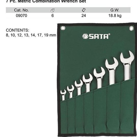 Combination Wrench Set 7 Pcs Metric Kunci Ring Pas 09070 Sata Tools