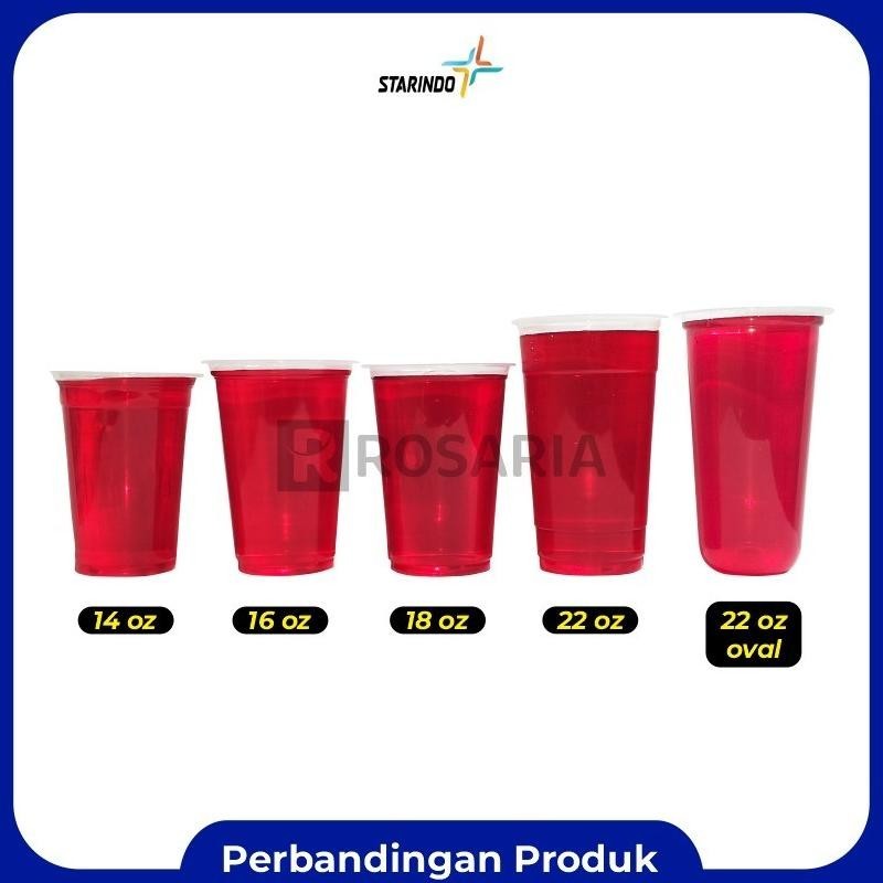 Cup Polos Oval 22 Oz Starindo 9,5 Gr Plastik Bening Gelas Minuman Stock