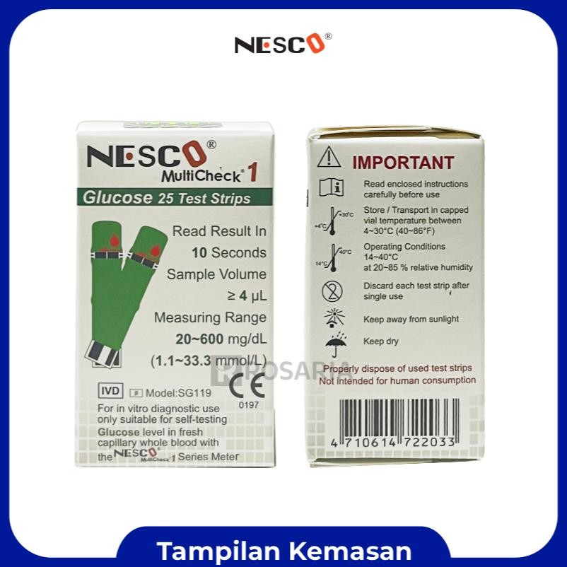 Strip Gula Darah Nesco Stik Gcu Glucose Tes Gula Darah Stock