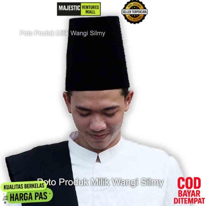Premium Bisa Cod Songkok Hitam Tinggi 20Cm Premium - Songkok Peci Kopiah Hitam Tinggi 20 Cm Tretan M