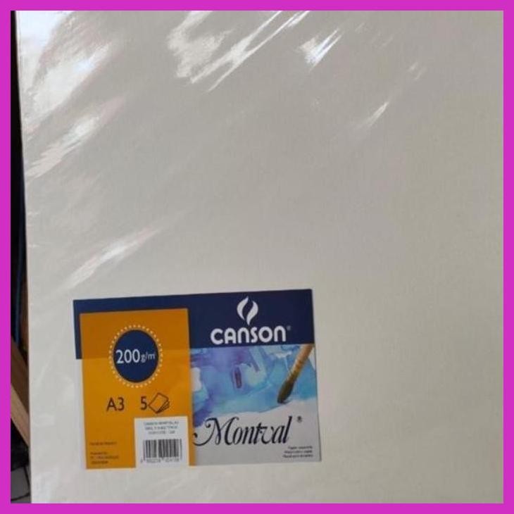 (SEKOLAH) WATER COLOR PAPER MONTVAL CANSON ISI 5 LEMBAR A3 GRAMASI 220 SGM WATER COLOR PAER UKURAN A