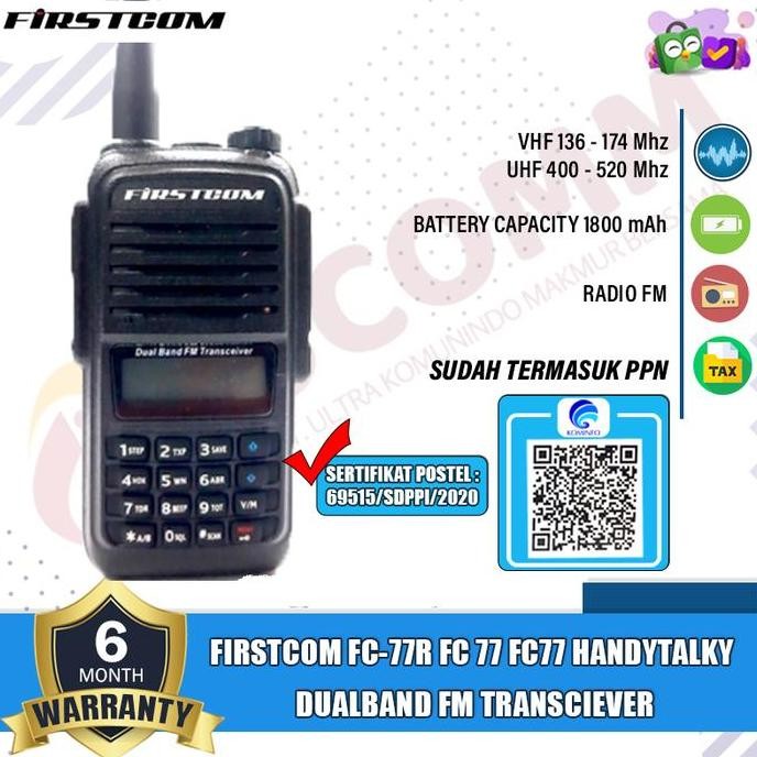 TERMURAH - Firstcom FC 77R FC77 Dual Band Ht Firstcom Fc 77r Fc-77r Fc77 Vhf Uhf 5watt Original Gara