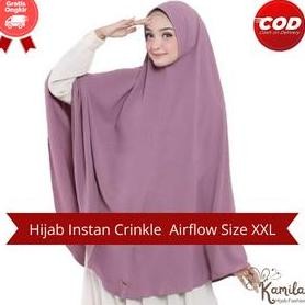 Promo Jilbab Hijab Kerudung Syar'i Jumbo Bergo Instan Besar Pet Antem Bahan Crinkle Airflow Seragama