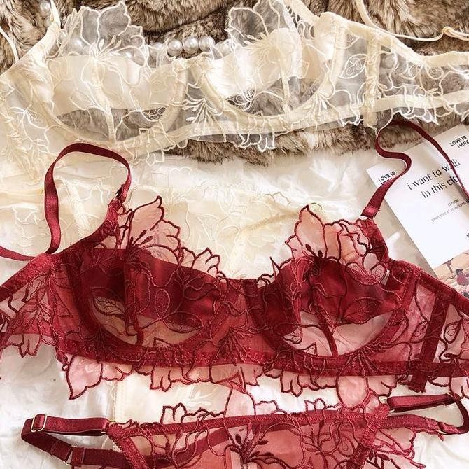 Promo Marie Bra Set BH + CD Celana Dalam Wanita Lace Transparan Sexy Model Victoria Gstring Brazilia