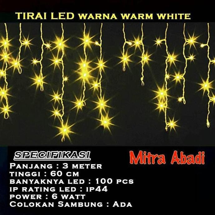 Lampu Natal LED Tirai Warm White