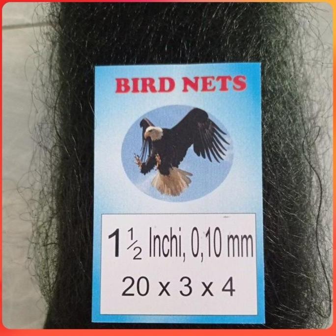 Jaring burung siap pakai ada 4 kantong tali jaring burung kecil warna hitam pekat SMR