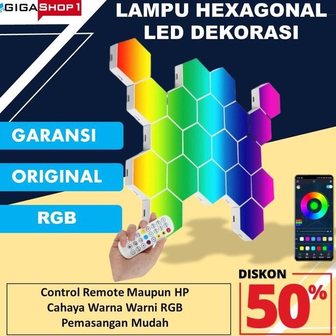 Lampu Dekorasi Hias Dinding Led Rgb Hexagonal Ruang Tamu Kamar Gaming
