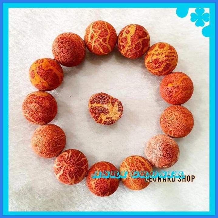 GELANG RED CORAL PREMIUM GRADE A NATURAL BERSERAT / BATU KORAL KARANG MERAH DELIMA MARJAN AKSESORIS 
