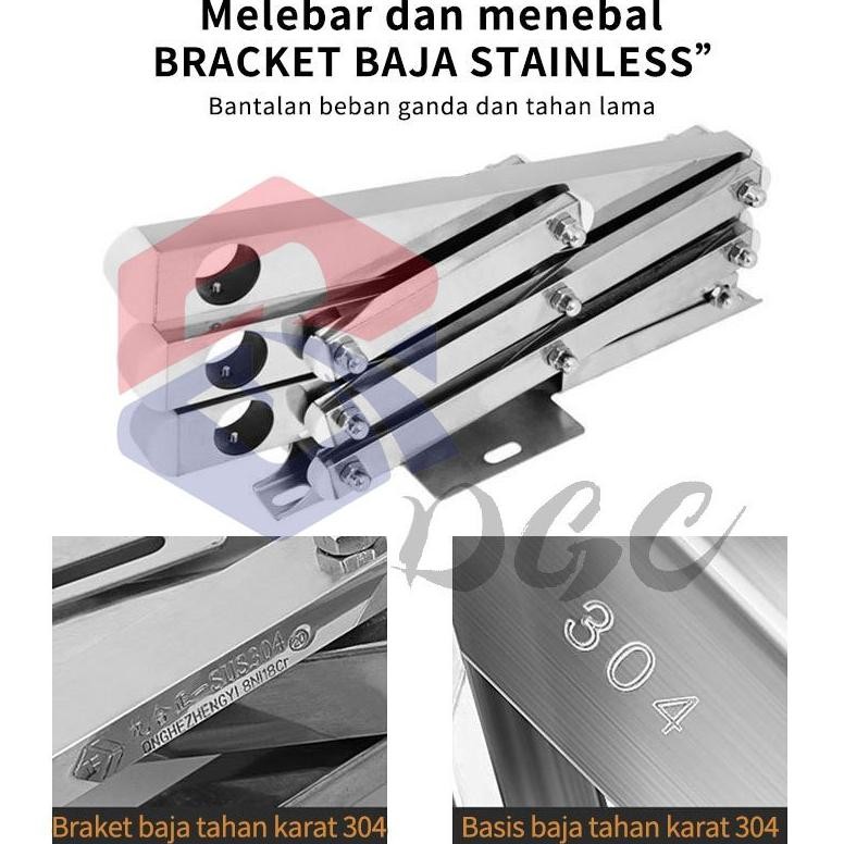 DGC Jemuran Lipat Dinding Jemuran Dinding Jemuran Baju Stainless Steel Jemuran Baju Pakaian Dinding