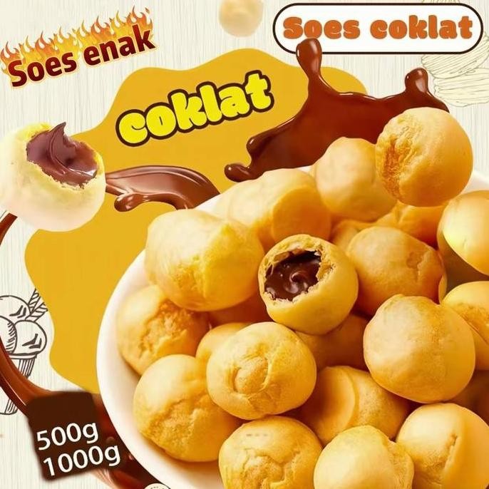 COD (HALAL)Soes Coklat  500g/1kg Kue Sus Kering lsi Coklat Soes Aneka Varian Rasa Soes lsi Coklat St