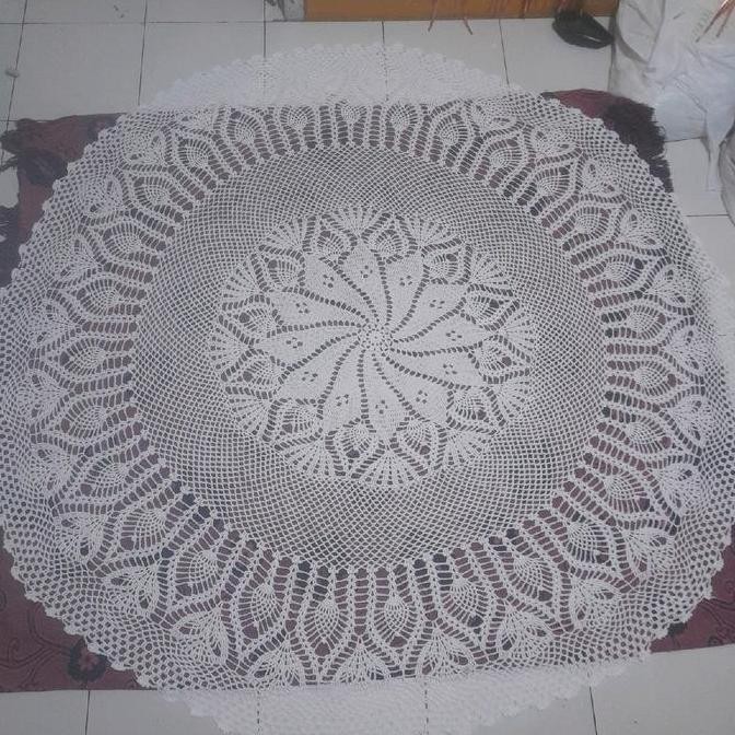 taplak rajutan bulat besar diameter 150 Taplak Meja
