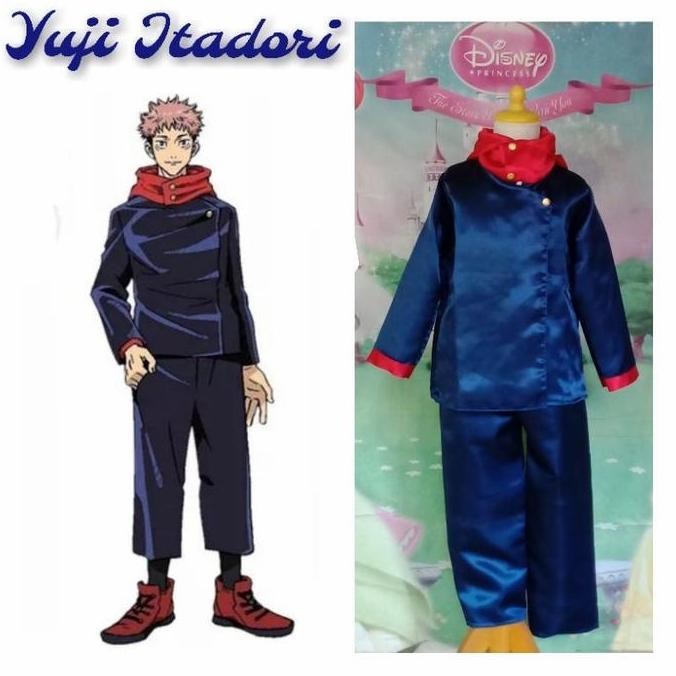 Kostum Cosplay Anime Jepang Anak Yuji Itadori Film Jujutsu Kaisen