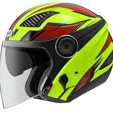 Zeus Zs610 Z610 Fluo Yellow/Red O14 Half Face