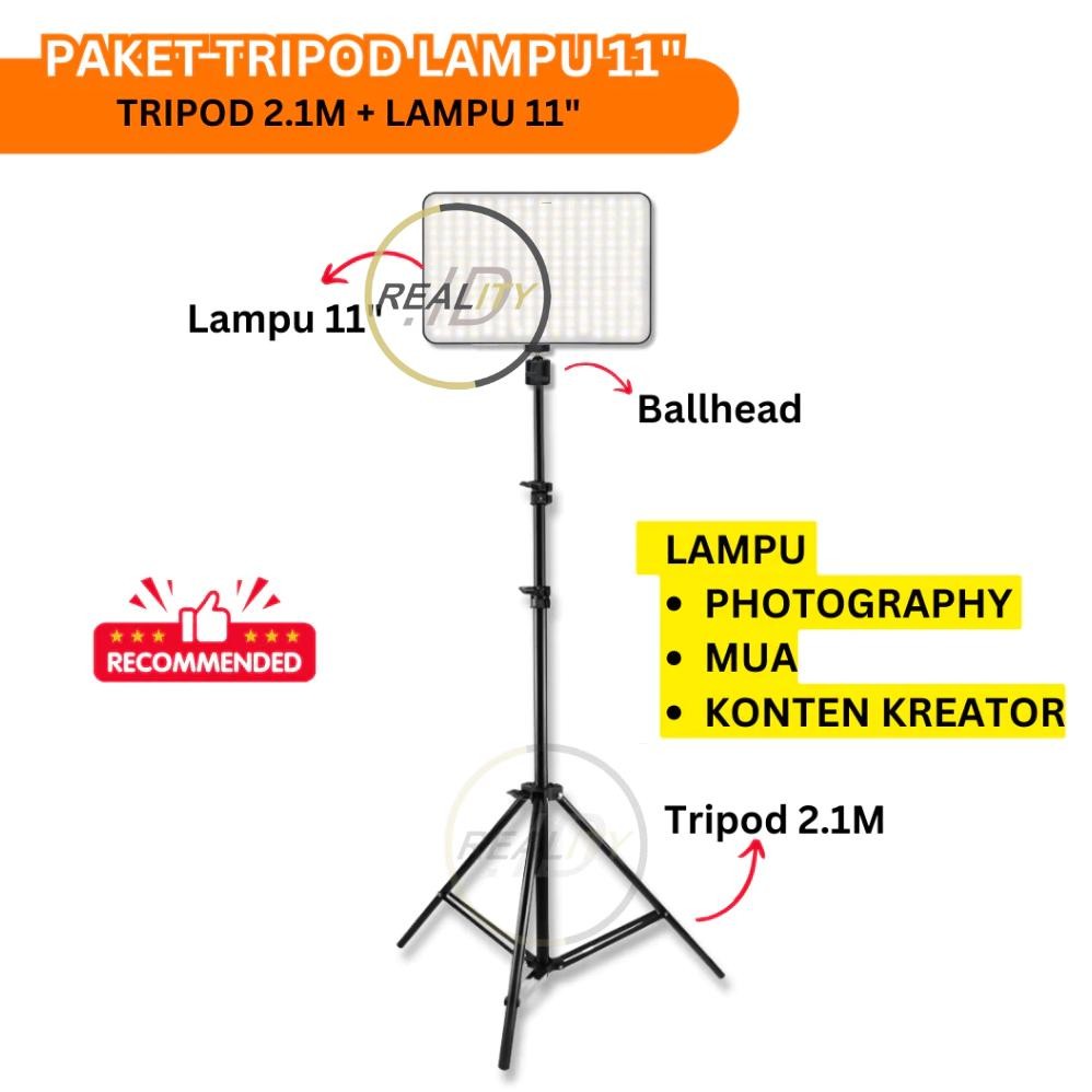Terbaik [PAKET] TRIPOD 2 METER + LAMPU FOTOGRAFI PL-26 11 INCH LAMPU MUA FOTO STUDIO KONTEN KREATOR 
