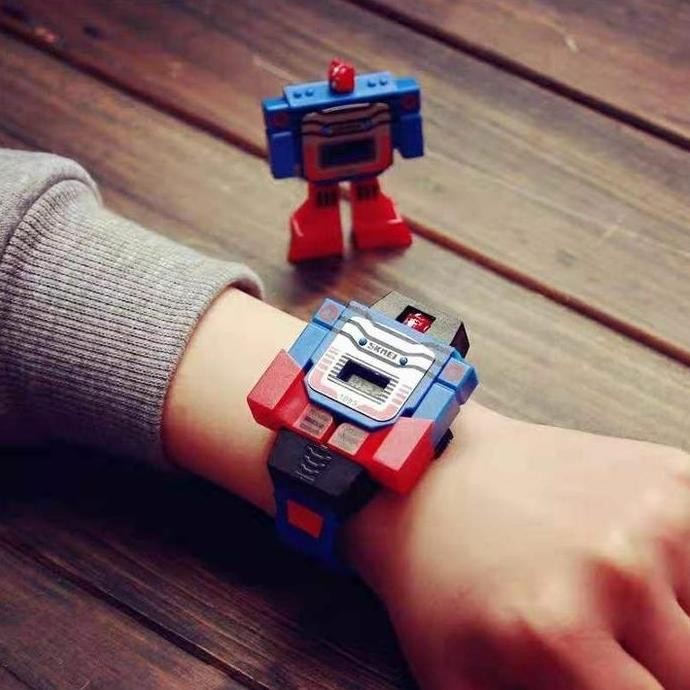 Jam Tangan Anak Transformer Robot SKMEI DG1095 Strap Merah Biru Jadul