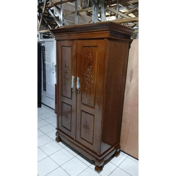 Promo lemari pakaian jati 2 pintu jati manium COD