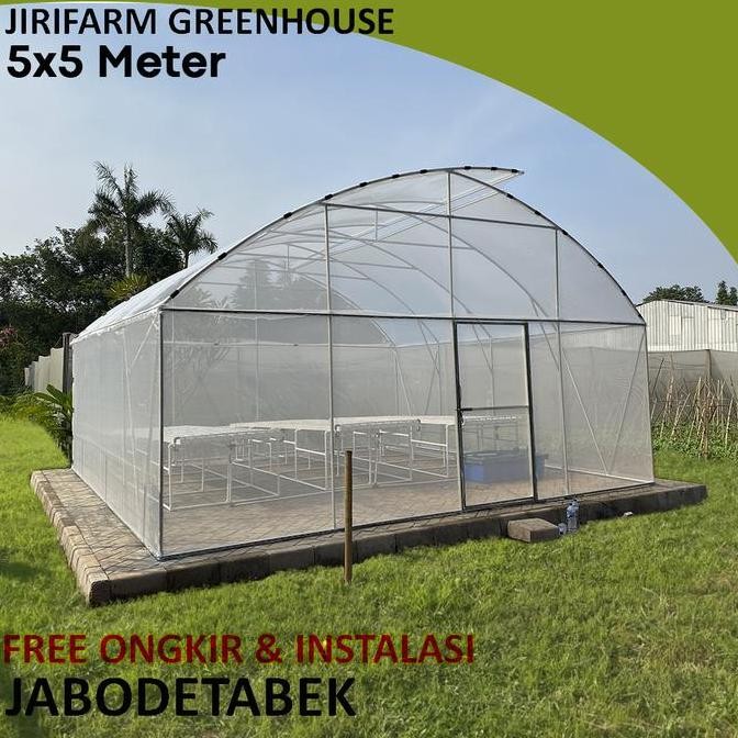 Jirifarm GREEN HOUSE ukuran 5X5 meter KNOCK DOWN Rangka Pipa Besi REZ
