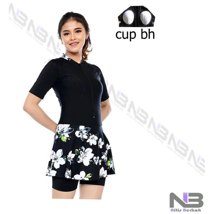 Niber Baju Renang Wanita Corak + Cup Bra