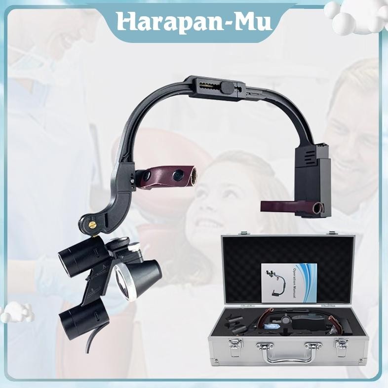 SENHA Dental Loupe Headband Dental Shadowless Headlamp With Loupes 3.5X Kaca Pembesar Dokter Gigi